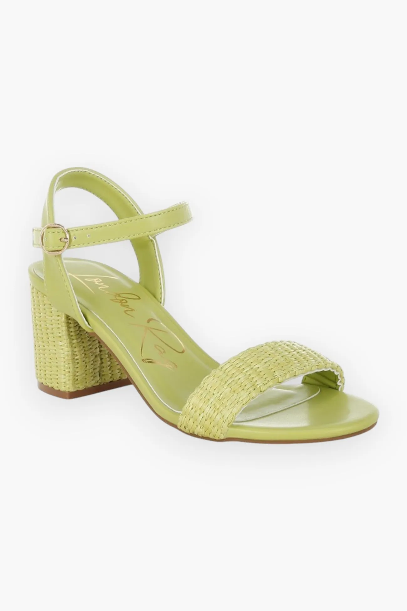 Vibrant Raffia Block Heel Sandals