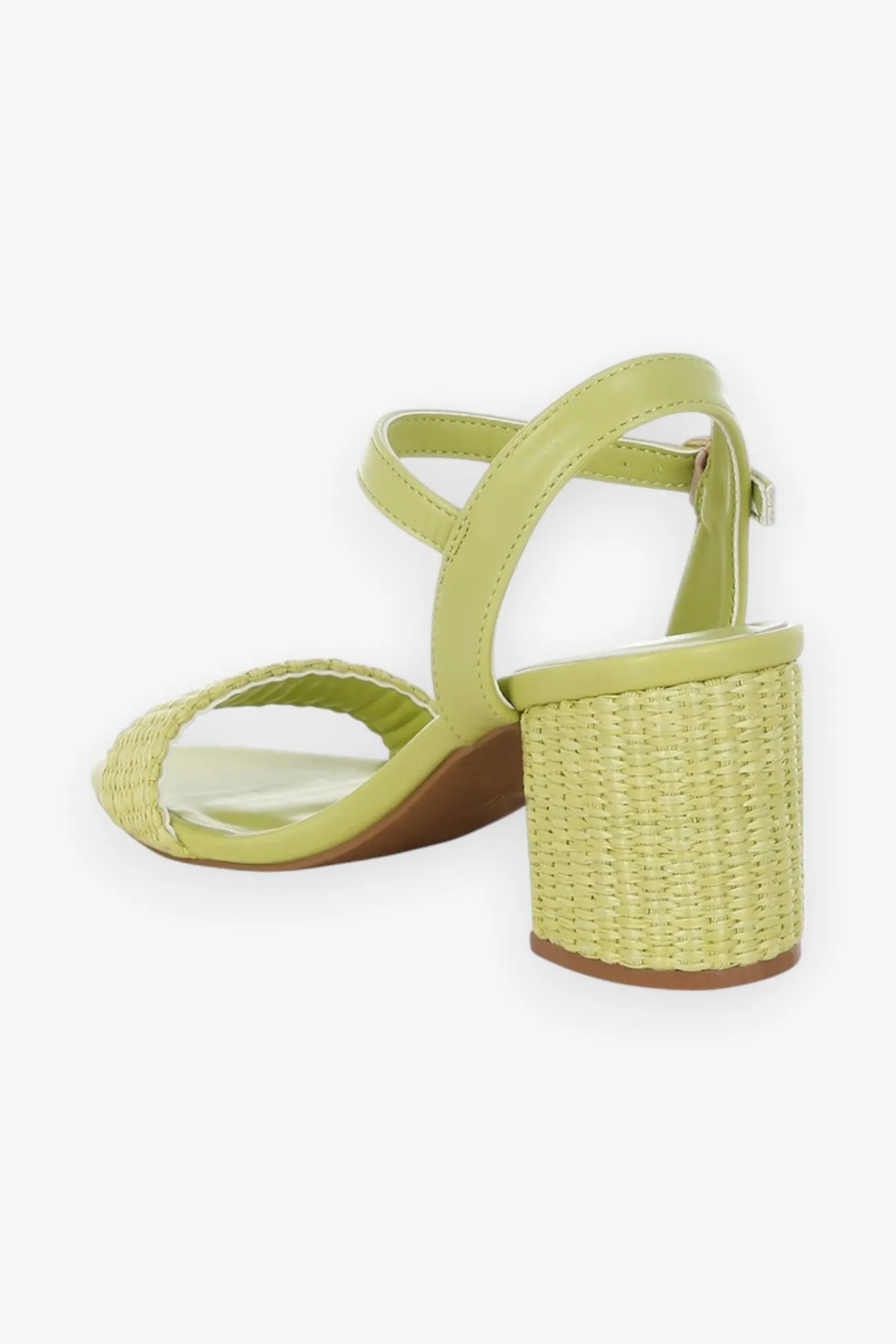 Vibrant Raffia Block Heel Sandals