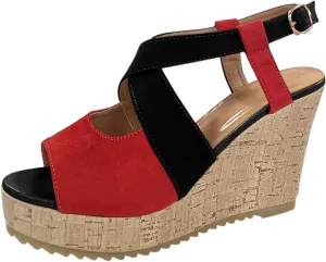 Wedge Sandal for Women Ankle Strap Flatform Arch Support Fish Mouth Toe Shoes Platform Espadrilles Chunky Non-Slip