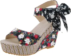 Wedge Sandals for Women 2025 Comfortable Dressy Platform Sandal Thick Heels Shoes Outdoor Walking&Office Work Open Toe Wedges Bow Ankle Strap Casual Beach Shoe Comfort Wear Breathable Fashion Footwear