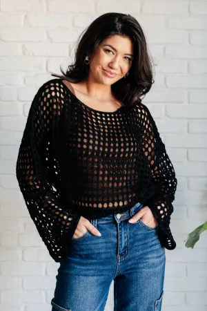White Birch Ask Anyway Fishnet Sweater
