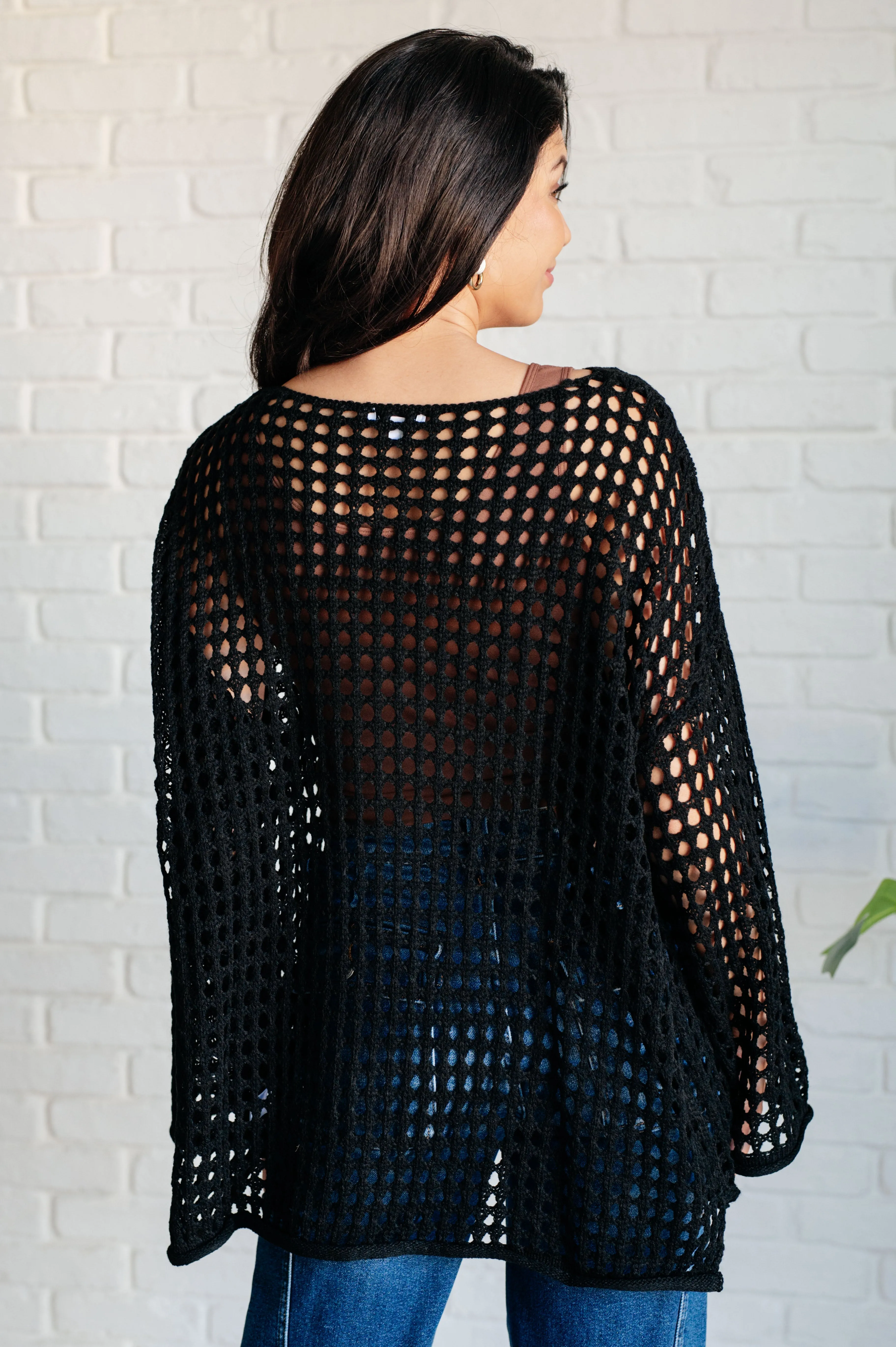 White Birch Ask Anyway Fishnet Sweater