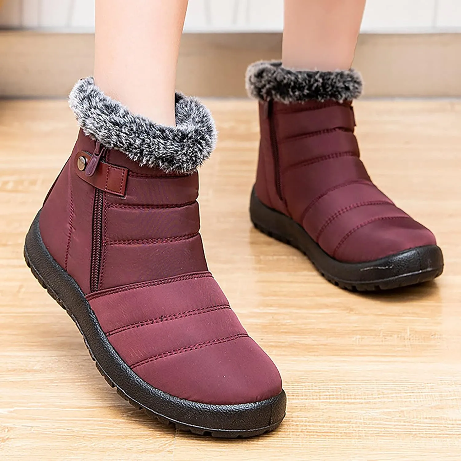 Wide Calf Snow Boots for Women Plus Size Ankle Snow Boots Womens 8.5 Waterproof Black Winter Work Boots for Woman Womens Brown Winter Boots Size 11 Winter Boot for Women Lightweight