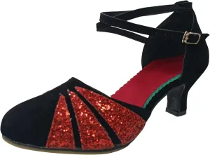 Women Rhinestone Ballroom Dance Shoes Latin Performance Dance Shoes Platform Sandals Womens Size 6, 6.5