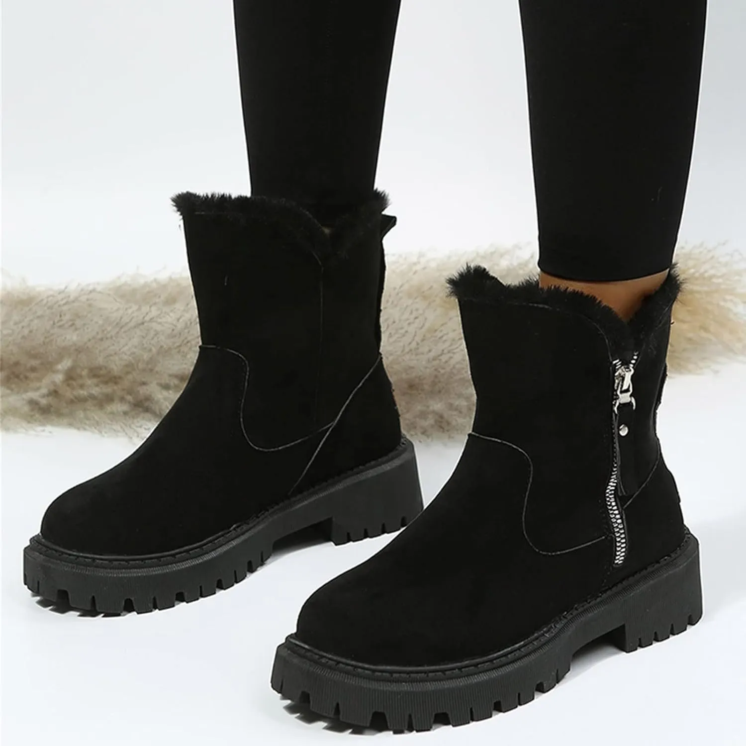 Women Snow Boots Waterproof Tall Womens Extra Wide Width Winter Boots Womens Wide Snow Boots Wide Width Women's Black Brown Tan Grey Winter Snow Boots Botas Para Trabajo En La Nieve