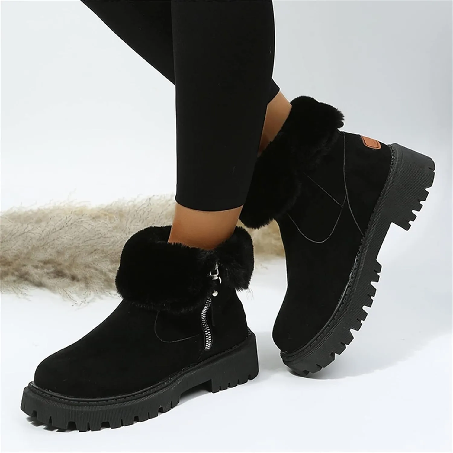 Women Snow Boots Waterproof Tall Womens Extra Wide Width Winter Boots Womens Wide Snow Boots Wide Width Women's Black Brown Tan Grey Winter Snow Boots Botas Para Trabajo En La Nieve