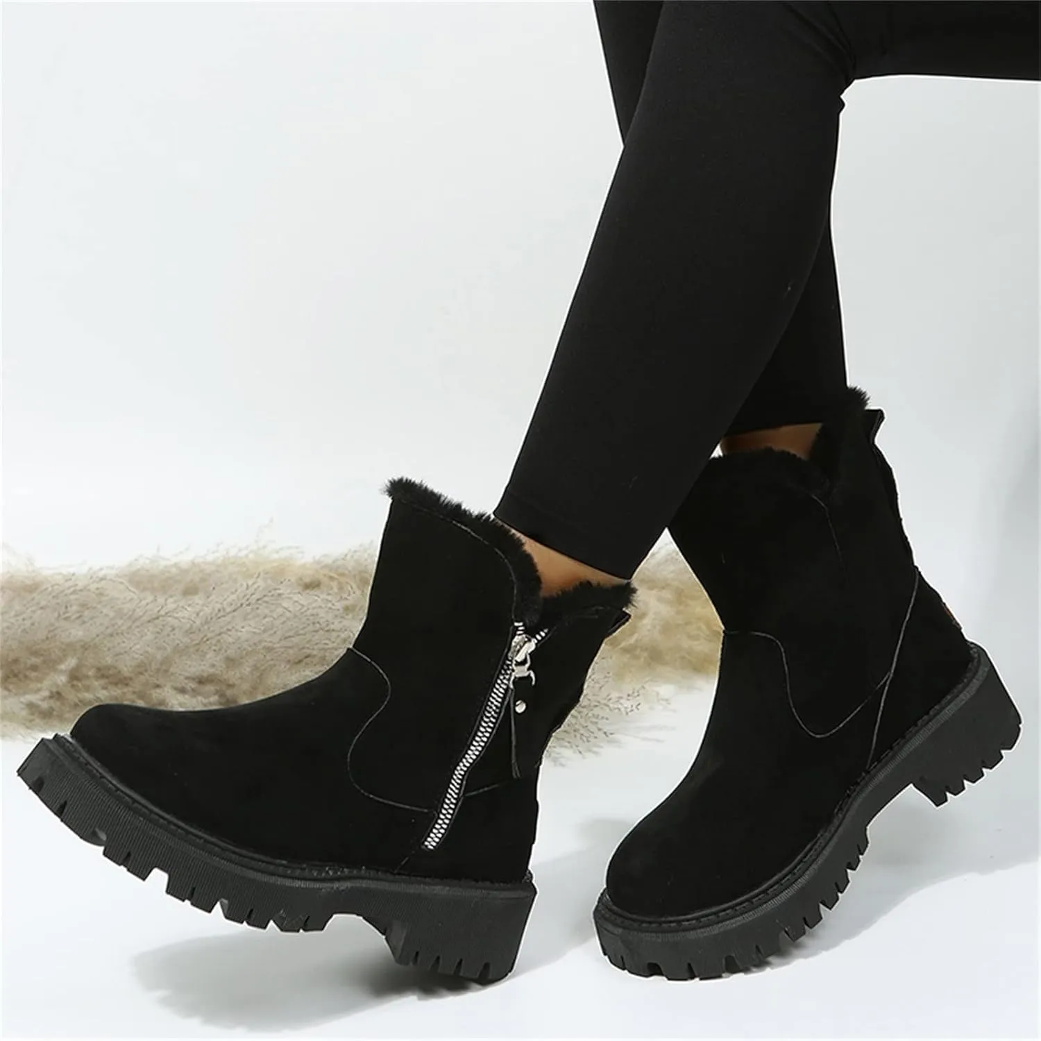 Women Snow Boots Waterproof Tall Womens Extra Wide Width Winter Boots Womens Wide Snow Boots Wide Width Women's Black Brown Tan Grey Winter Snow Boots Botas Para Trabajo En La Nieve