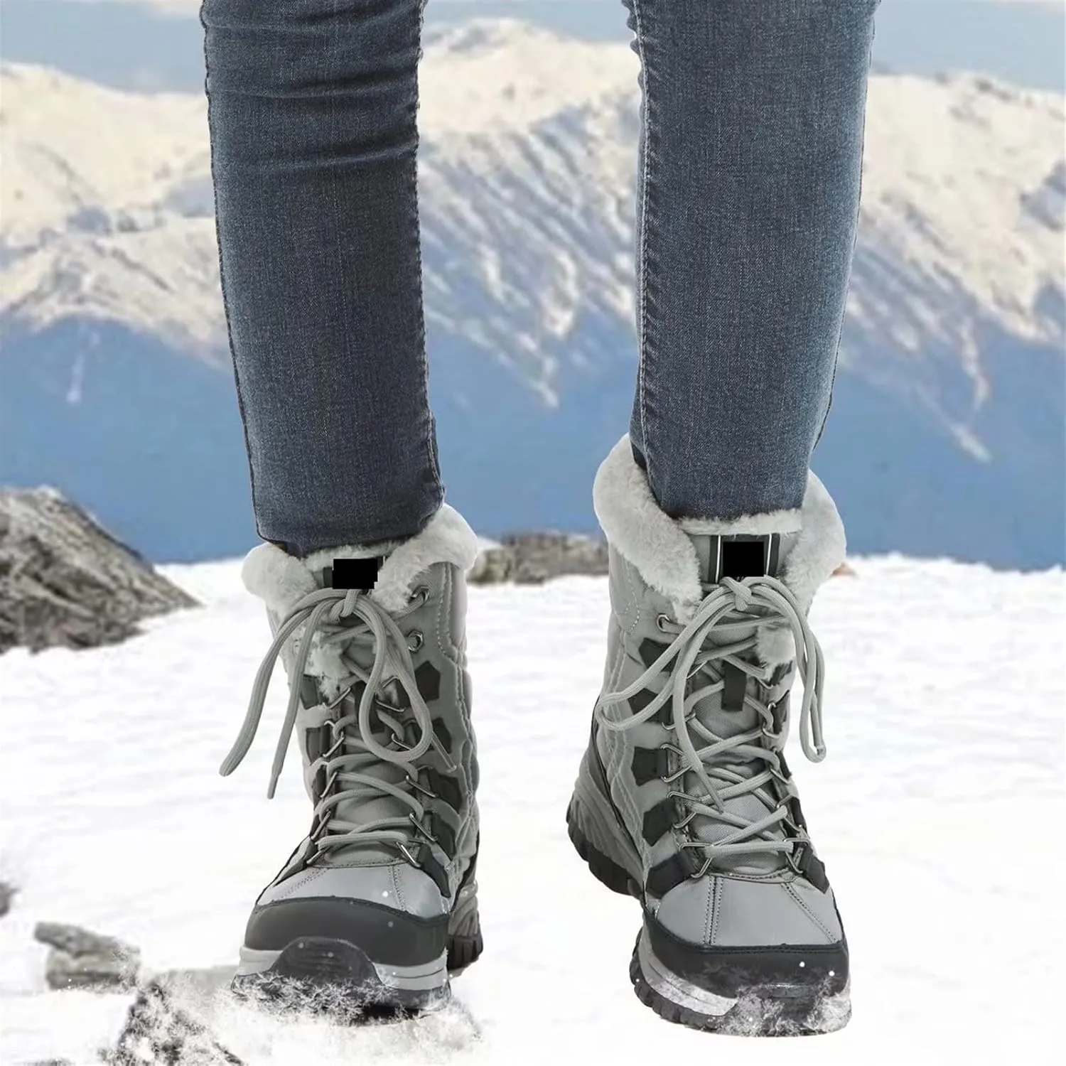 Womens Boots Women's boots Winter warm outdoor snow boots Waterproof rain boots Warm fur high heels women's shoes.