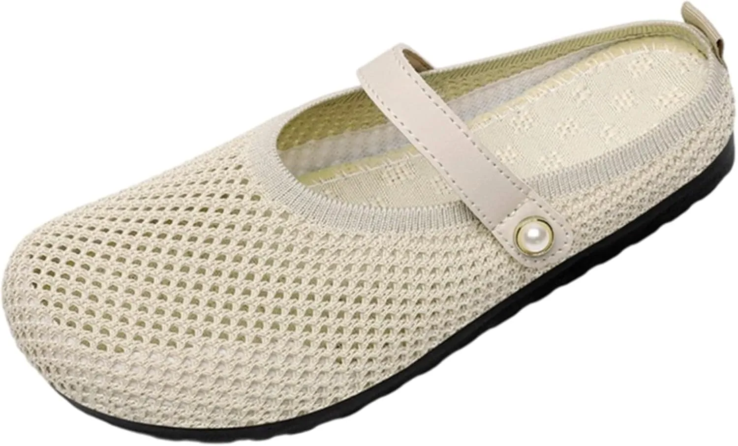Women's Casual Slip On Sandals Flat Comfortable Beach Shoes Pure Color One Strap Slide Slippers for Spring Summer