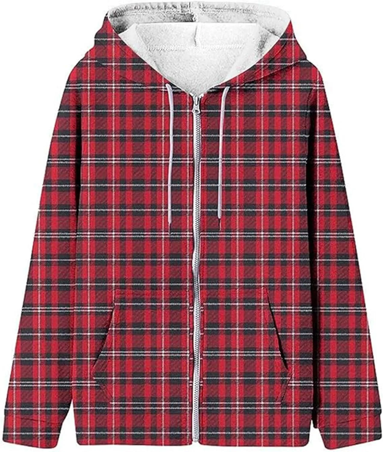 Women's Drawstring Long Sleeve Hoodies Zip Up Sweatshirt Full-Zip Fleece Hoodie Available In Large and Tall Sizes