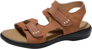 Women's Flat Sandals Leopard Print Double Buckle Strap Sandals for Summer Dress Casual Wide Feet Comfort Thong Summer Non Slip Slip on Outdoor T-Strap Arch Support Water Non size fuzzy H14-Yellow