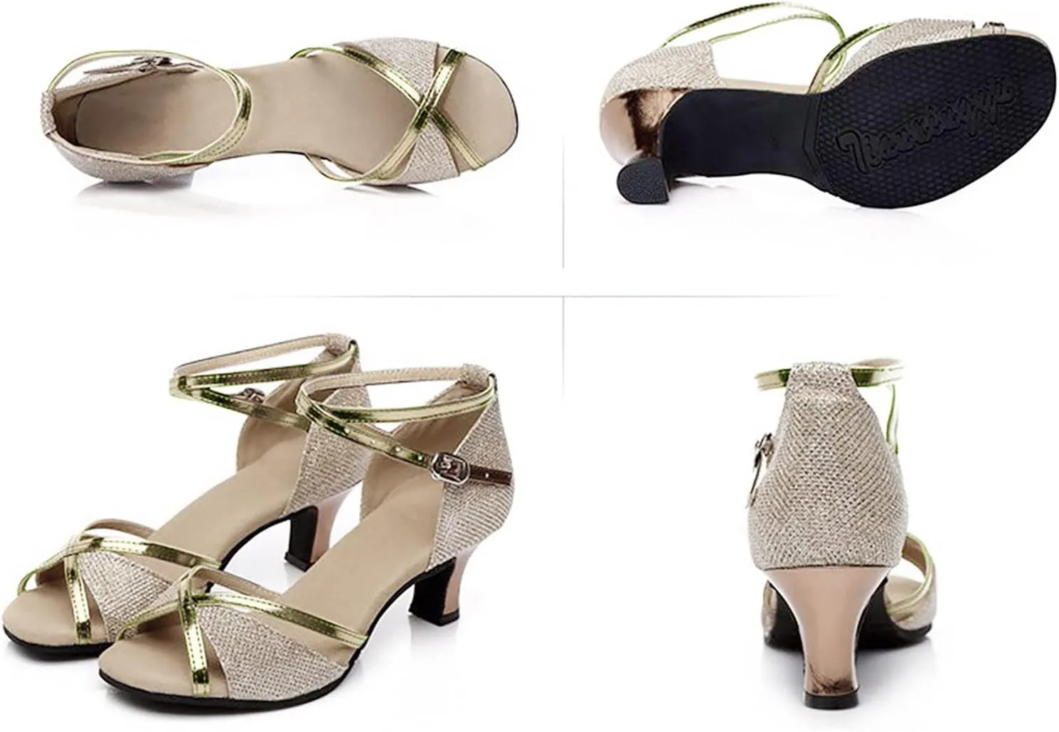 Womens Sandle Women's Prom Dance Square Latin Ballroom Shoes Dance Shoes Women's Middle Heels Sandals Women