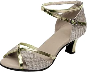 Womens Sandle Women's Prom Dance Square Latin Ballroom Shoes Dance Shoes Women's Middle Heels Sandals Women