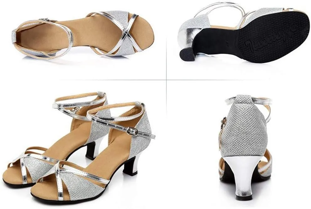 Womens Sandle Women's Prom Dance Square Latin Ballroom Shoes Dance Shoes Women's Middle Heels Sandals Women