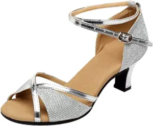 Womens Sandle Women's Prom Dance Square Latin Ballroom Shoes Dance Shoes Women's Middle Heels Sandals Women