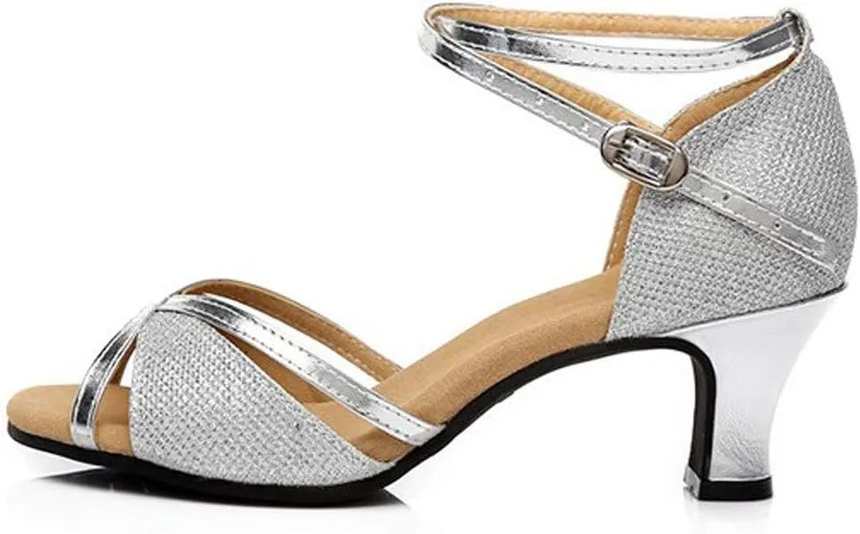 Womens Sandle Women's Prom Dance Square Latin Ballroom Shoes Dance Shoes Women's Middle Heels Sandals Women