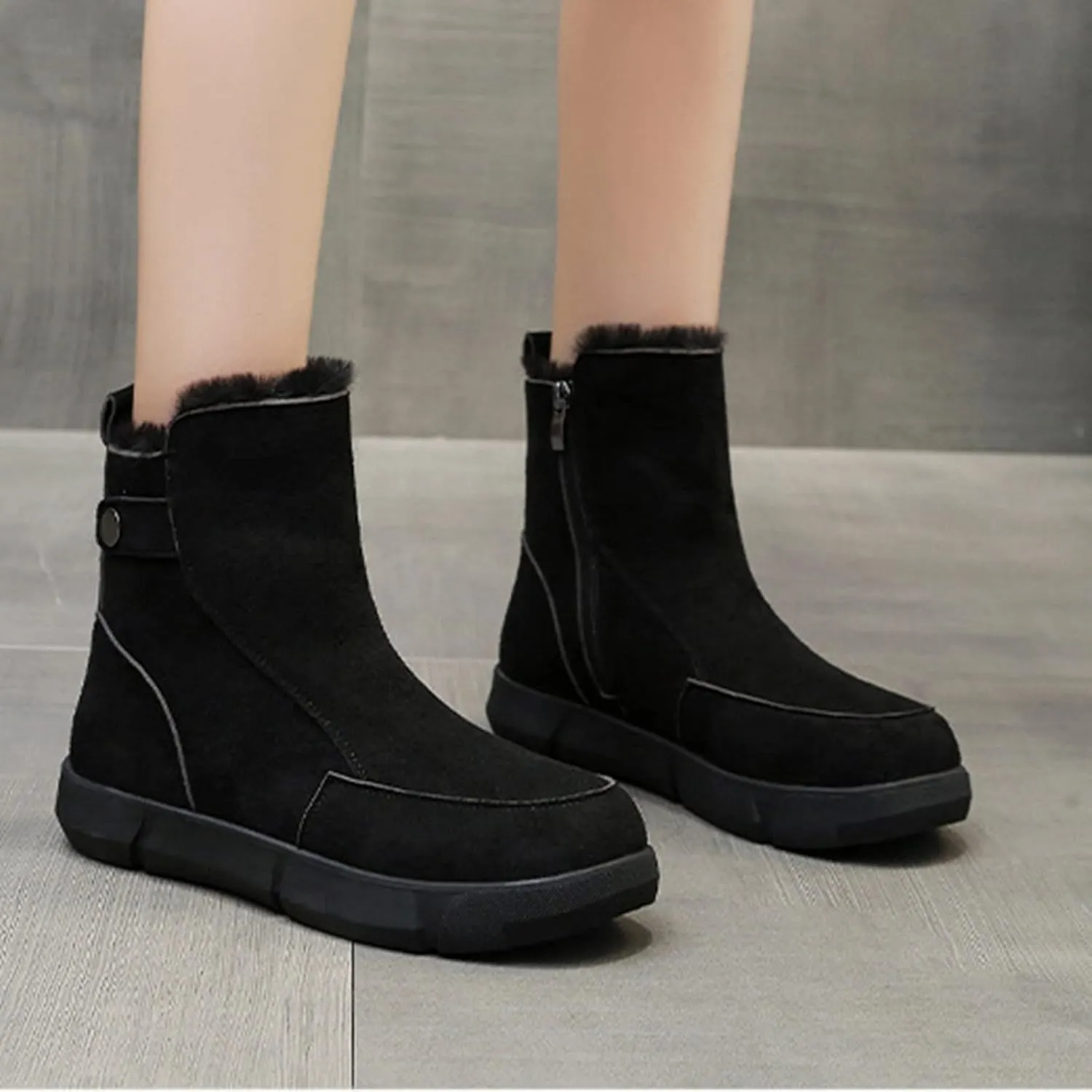 Womens Snow Boots Waterproof Warm Fur Lined Winter Hiking Boot Womens Boots Winter Ankle Winter Boots Womens Snow Boots Waterproof Calf Botas De Nieve Para Mujer Sin Cordones