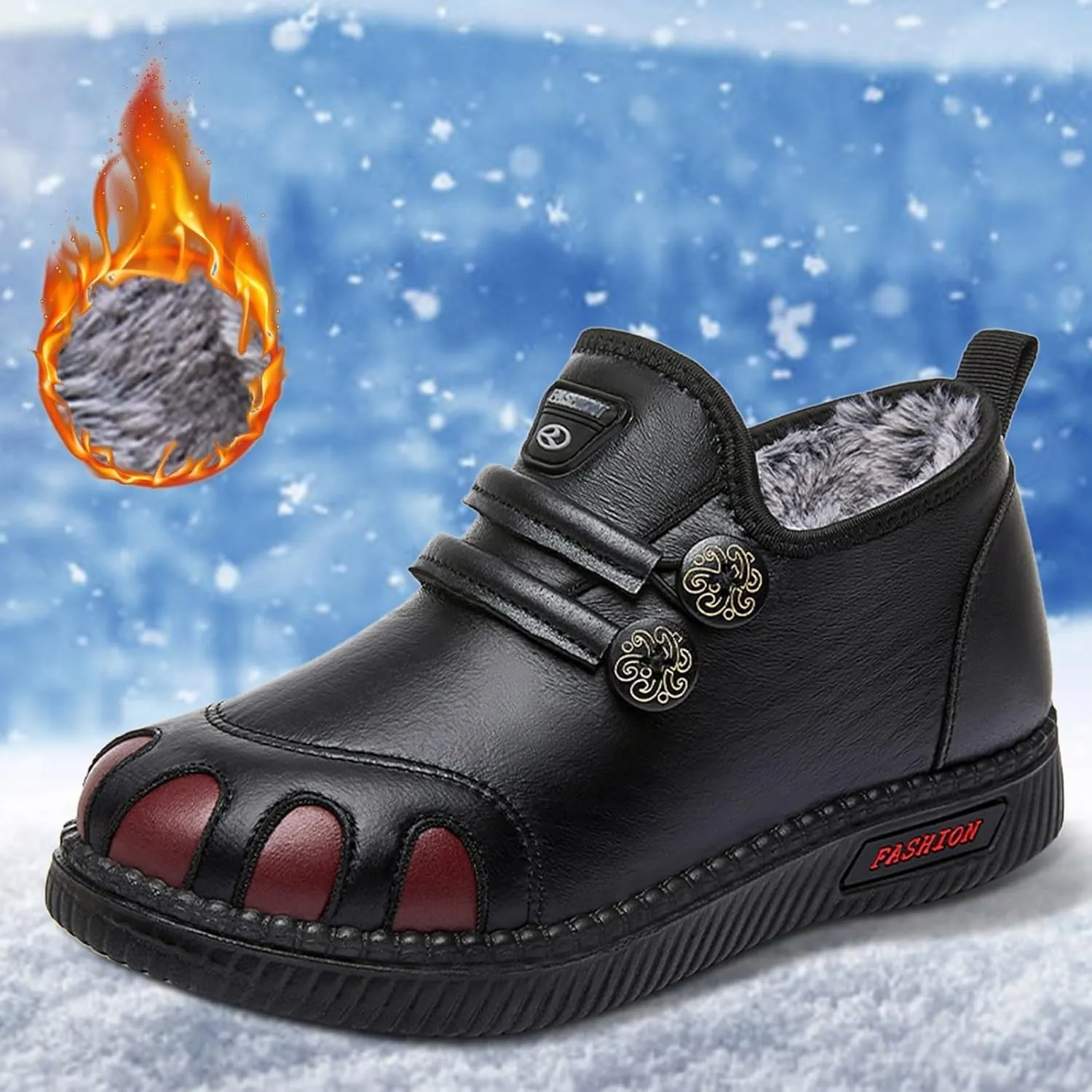 Womens Snow Boots Waterproof Wide Calf Womens Winter Snow Boots Warm Fur Lined Anti-Slip Ankle Women's Snow Boots Size 12 Women Waterproof Boots Walking Snow Shoes for Women