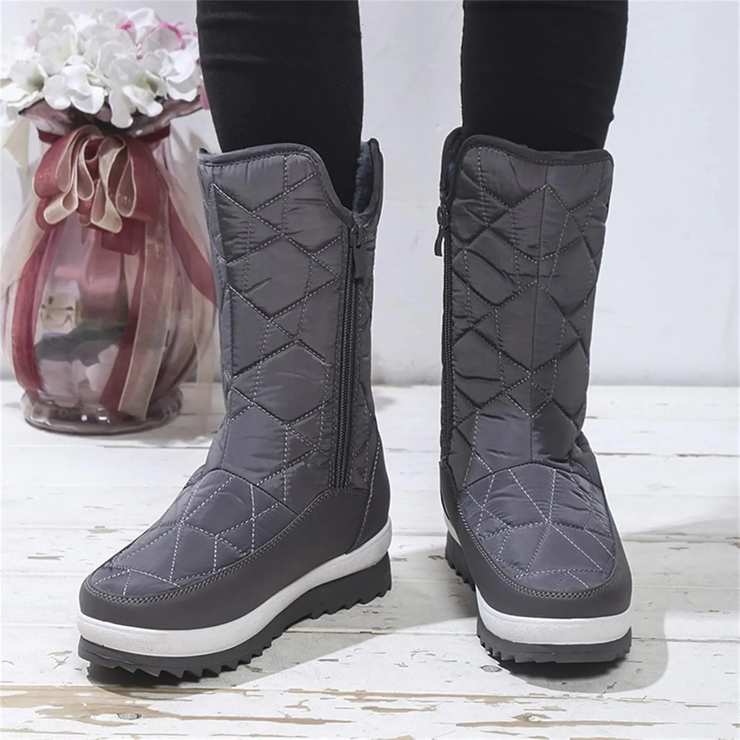 Womens Winter Snow Boots Size 11 Winter Snow Boots for Women Fur Lined Warm Ankle Booties Winter Woman Boots Woman Wide Calf Winter Boots Botas Para Nieve De Mujer