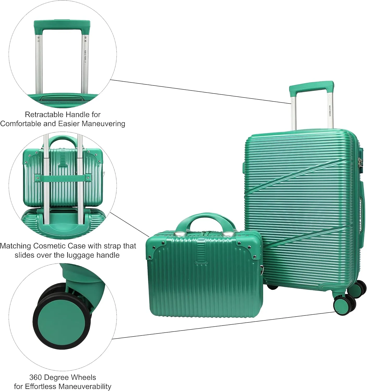 World Traveler Highways 2-Piece Hardside Carry-On Spinner Luggage Set, Green, One_Size
