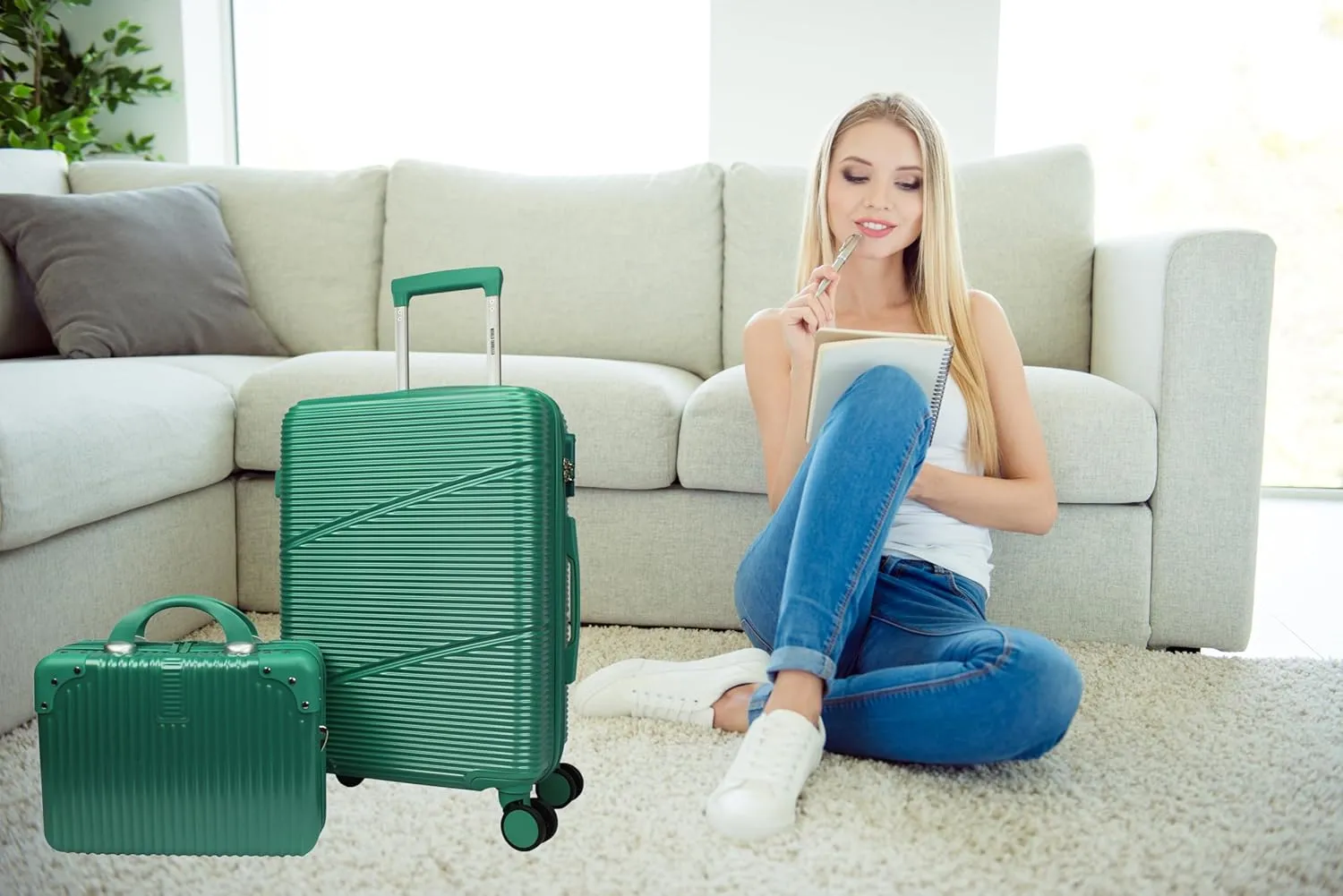 World Traveler Highways 2-Piece Hardside Carry-On Spinner Luggage Set, Green, One_Size