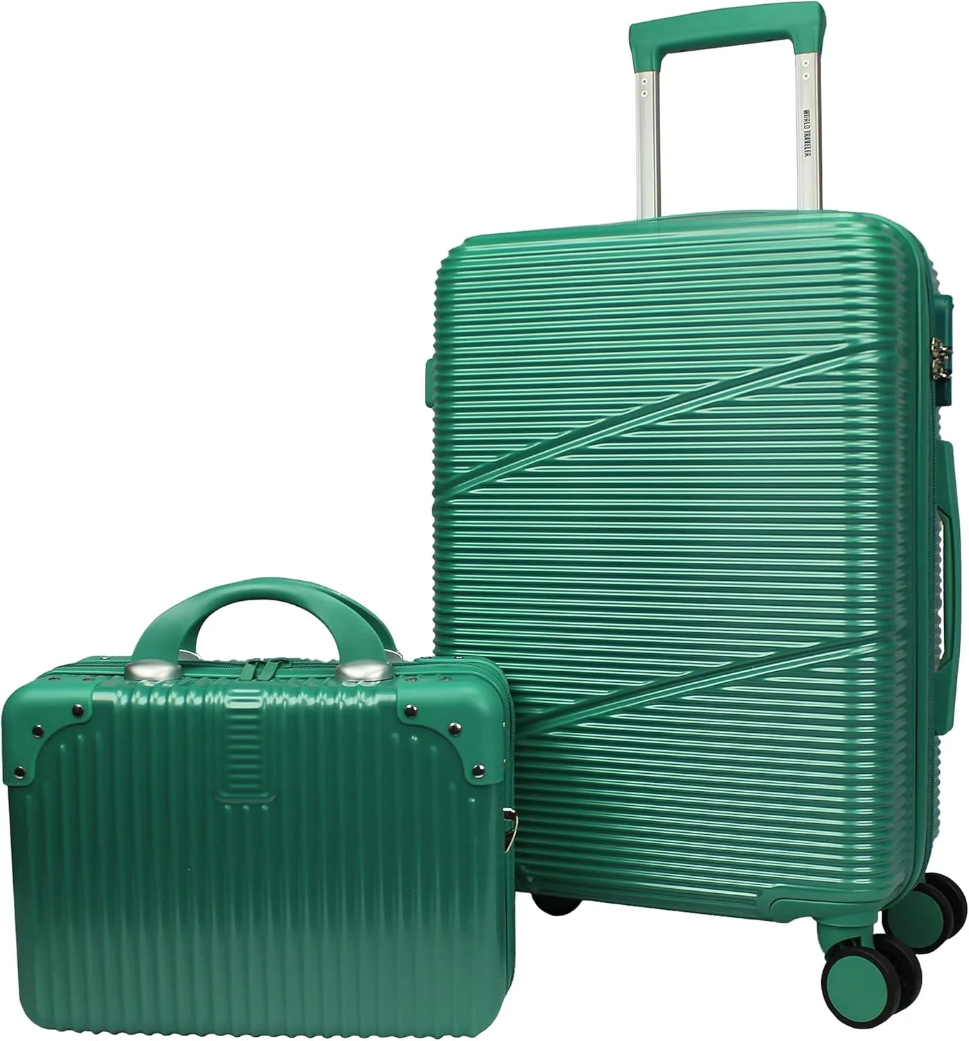 World Traveler Highways 2-Piece Hardside Carry-On Spinner Luggage Set, Green, One_Size