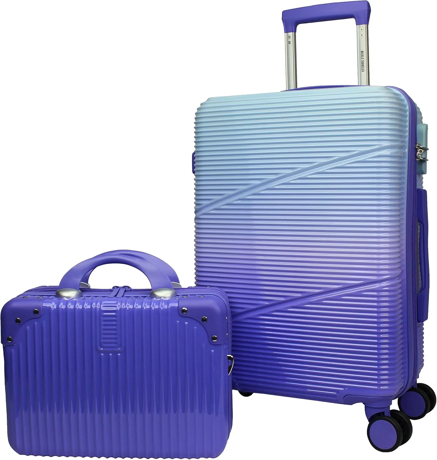 World Traveler Women's Highways 2-Piece Hardside Carry-On Spinner Luggage Set, Lavender, One_Size