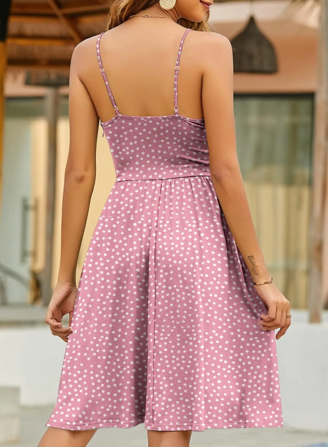YATHON Casual Dresses for Women Sleeveless Cotton Summer Beach Dress A Line Spaghetti Strap Sundresses with Pockets