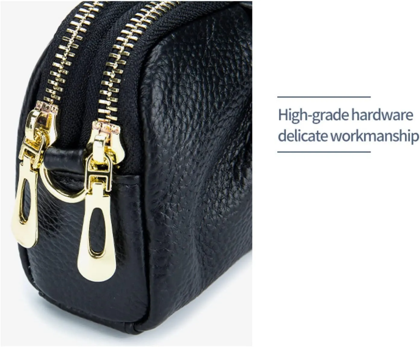 Yizelli Women's Pleated Leather Wristlet Clutch Bag Double Layer Zipper Purse Cell Phone Wallet