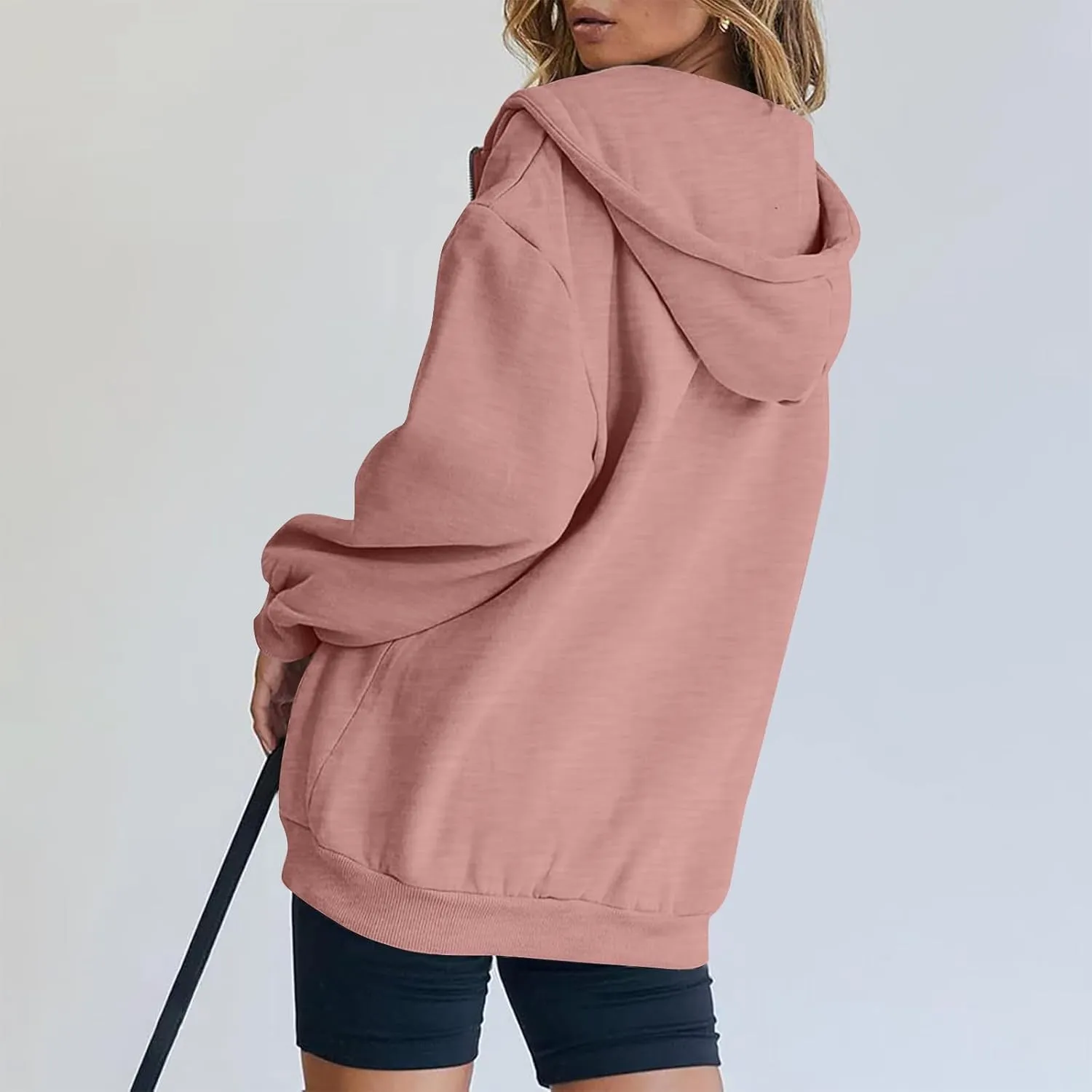 Zip Up Hoodie Women Fleece Lined Long Sleeve Oversized Sweatshirt Cute Hoodies Y2K Trendy Fall Jackets with Pockets