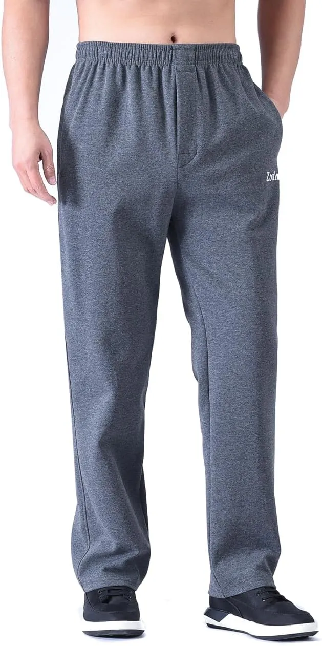 Zoulee Men's Front Zip Open-Bottom Sports Pants Sweatpants Trousers
