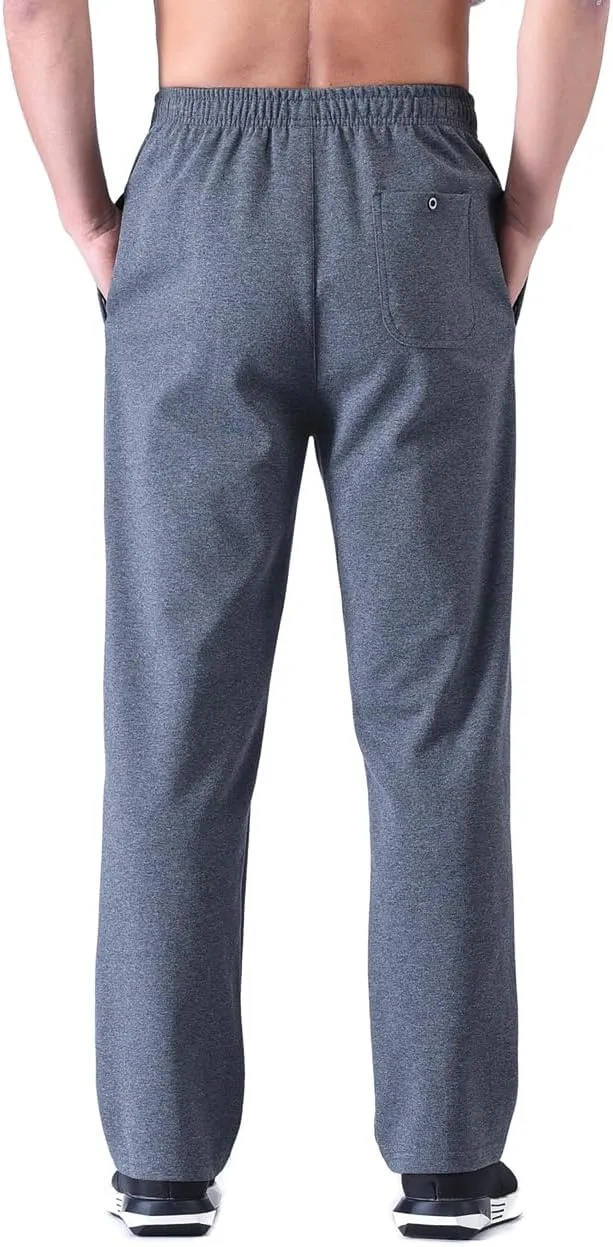 Zoulee Men's Front Zip Open-Bottom Sports Pants Sweatpants Trousers